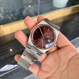 Tissot PRX Powermatic 80 18K Gold Brown Dial Silver Steel Strap Watch for Men - T931.407.41.291.00