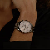 Hugo Boss Grand Tour Chronograph Pink Mother of Pearl Dial Silver Steel Strap Watch for Women - 1502765