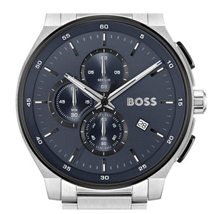 Hugo Boss Peak 2.0 Chronograph Blue Dial SIlver Steel Strap Watch for Men - 1514189