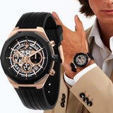 Maserati Stile Skeleton Chronograph Black Dial Black Silicone Strap Watch for Men - R8871642003