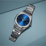 D1 Milano Ultra Thin Blue Dial Silver Steel Strap Watch for Men - D1-UTBJ09