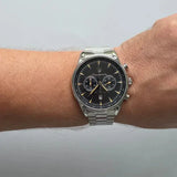 Maserati Tradizione Chronograph Black Dial Silver Steel Strap Watch for Men - R8873646004
