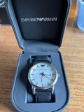 Emporio Armani Luigi White Dial Black Leather Strap Watch for Men - AR1694