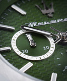 Maserati Stile Chronograph Green Dial Silver Steel Strap Watch for Men - R8873642011