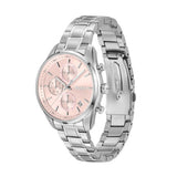 Hugo Boss Grand Tour Chronograph Pink Mother of Pearl Dial Silver Steel Strap Watch for Women - 1502765