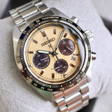 Seiko Prospex Speedtimer Solar Chronograph Gold Dial Silver Steel Strap Watch for Men - SSC817