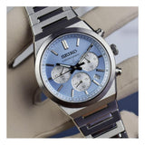 Seiko Conceptual Chronograph Ice Blue Dial Silver Steel Strap Watch for Men - SSB459P1
