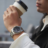 Seiko Prospex Speedtimer Solar Chronograph Black Dial Silver Steel Strap Watch for Men - SSC819