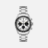 Seiko Prospex Speedtimer Solar Chronograph White Dial Silver Steel Strap Watch for Men - SSC813