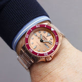 Seiko 5 Sports 55th Anniversary Limited Edition Rose Gold Dial Rose Gold Steel Strap Watch for Men - SRPK08K1