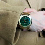D1 Milano Ultra Thin Malachite Green Dial Gold Steel Strap Watch for Men - D1-UTBJ30