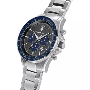 Maserati SFIDA Limited Edition Chronograph Grey Dial Silver Steel Strap Watch for Men - R8873640018