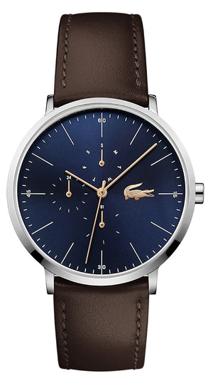 Lacoste Moon Multifunction Blue Dial Brown Leather Strap Watch for Men - 2010976