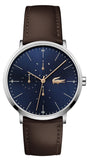 Lacoste Moon Multifunction Blue Dial Brown Leather Strap Watch for Men - 2010976