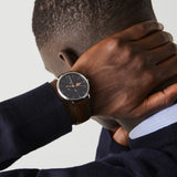 Lacoste Moon Multifunction Blue Dial Brown Leather Strap Watch for Men - 2010976