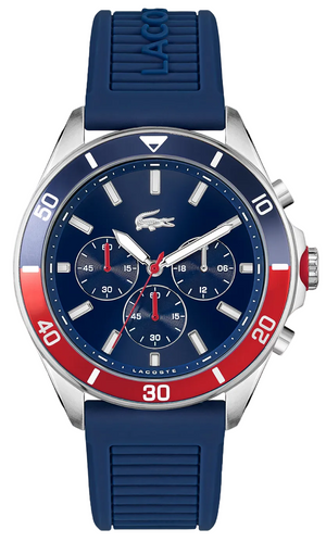 Lacoste Tiebreaker Chronograph Blue Dial Blue Silicon Strap Watch for Men - 2011154