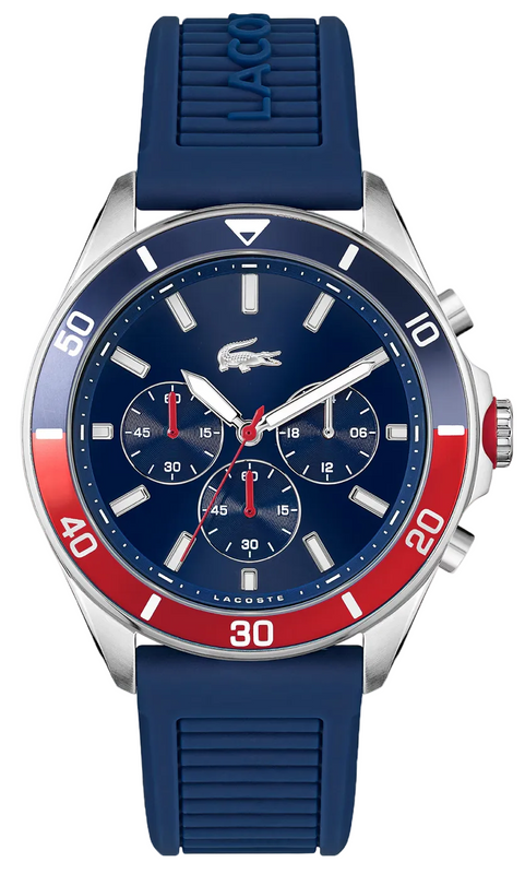 Lacoste Tiebreaker Chronograph Blue Dial Blue Silicon Strap Watch for Men - 2011154