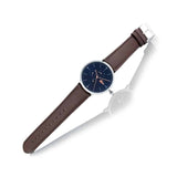 Lacoste Moon Multifunction Blue Dial Brown Leather Strap Watch for Men - 2010976