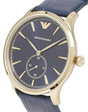 Emporio Armani Alpha Medium Blue Dial Blue Leather Strap Watch for Men - AR1848