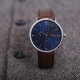 Lacoste Moon Multifunction Blue Dial Brown Leather Strap Watch for Men - 2010976