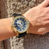 Philipp Plein The Skull Gold Dial Black Silicone Strap Watch for Men - PWAAA0221