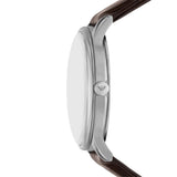 Emporio Armani Kappa Silver Dial Brown Leather Strap Watch for Men - AR11173