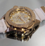 Philipp Plein The Skull Gold Dial White Silicone Strap Watch for Men - PWAAA1221