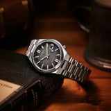 Citizen Tsuyosa 60 Automatic Black Dial Silver Steel Strap Watch for Men - NK0020-55E