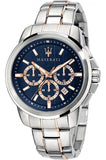 Maserati Successo Chronograph Blue Dial Silver Steel Strap Watch for Men - R8873621037