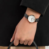Emporio Armani Gianni T-Bar White Dial Black Leather Strap Watch for Women - AR11270