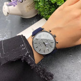 Emporio Armani Aviator Silver Dial Two Tone Leather Strap Watch for Men - AR11202