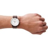 Emporio Armani Kappa Silver Dial Brown Leather Strap Watch for Men - AR11173