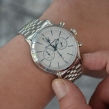 Maserati Epoca Chronograph White Dial Silver Steel Strap Watch for Men - R8873618034