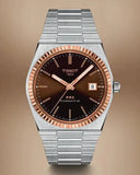 Tissot PRX Powermatic 80 18K Gold Brown Dial Silver Steel Strap Watch for Men - T931.407.41.291.00