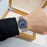 Seiko Prospex Speedtimer Solar Chronograph Blue Dial Silver Steel Strap Watch for Men - SSC815