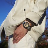 Seiko Prospex Speedtimer Solar Chronograph Gold Dial Silver Steel Strap Watch for Men - SSC817