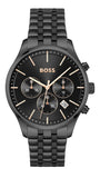 Hugo Boss Avery Chronograph Black Dial Black Steel Strap Watch for Men - 1514256