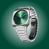D1 Milano Square Eden Green Dial Silver Steel Strap Watch for Men - D1-SQBJ06