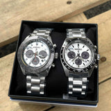 Seiko Prospex Speedtimer Solar Chronograph White Dial Silver Steel Strap Watch for Men - SSC813