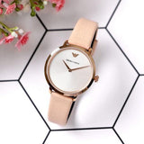Emporio Armani Modern Silver Dial Pink Leather Strap Watch for Women - AR11160