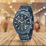 Maserati Attrazione Chronograph Blue Dial Blue Steel Strap Watch for Men - R8873626003