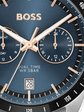 Hugo Boss Tourmaster Chronograph Blue Dial Two Tone Steel Strap Watch for Men - 1514288