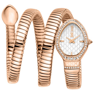 Just Cavalli Carezza Silver Dial Rose Gold Steel Strap Watch for Women - JC1L372M0045