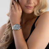 Hugo Boss Grand Tour Chronograph Ice Blue Dial Silver Steel Strap Watch for Women - 1502767
