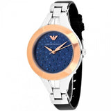 Emporio Armani Chiara Two Tone Dial Black Leahter Strap Watch for Women  - AR7436