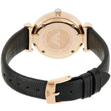 Emporio Armani Gianni T-Bar White Dial Black Leather Strap Watch for Women - AR11270