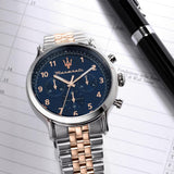 Maserati Epoca Limited Edition Chronograph Blue Dial Two Tone Steel Strap Watch for Men - R8873618021