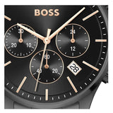 Hugo Boss Avery Chronograph Black Dial Black Steel Strap Watch for Men - 1514256