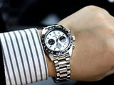 Seiko Prospex Speedtimer Solar Chronograph White Dial Silver Steel Strap Watch for Men - SSC813