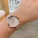 Emporio Armani Modern Mother of Pearl White Dial Rose Gold Steel Strap Watch for Women - AR11158